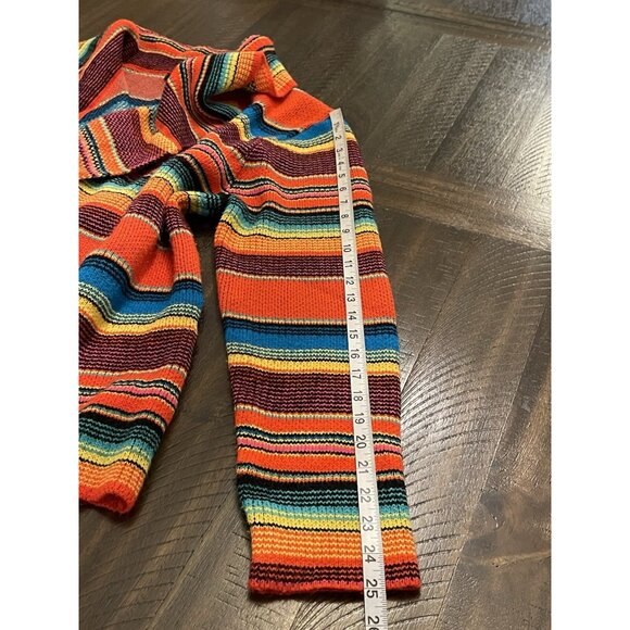Boho Southwest Serape Stripe Open Front Cardigan Sweater Cozy Knit Size Large - Picture 7 of 9